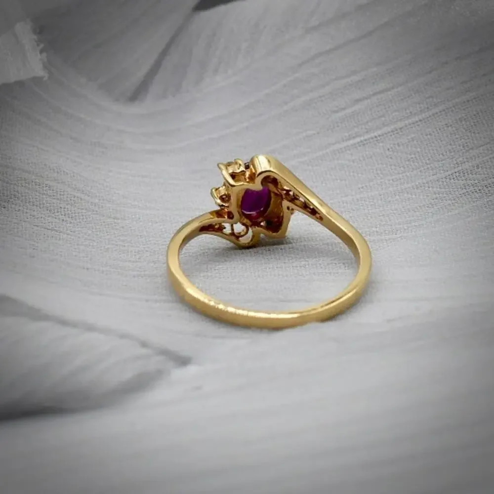 Vintage IGC 14K Yellow Gold Natural Pink Spinel White Sapphire Ring 6.25 2.14G